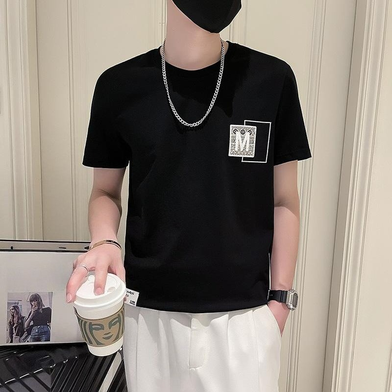 Korean Men Lifestyle - トレンディなメンズ半袖トップス 夏用 韓国風 クールなストリートウェアファッションウェア アーバンライフスタイル向け