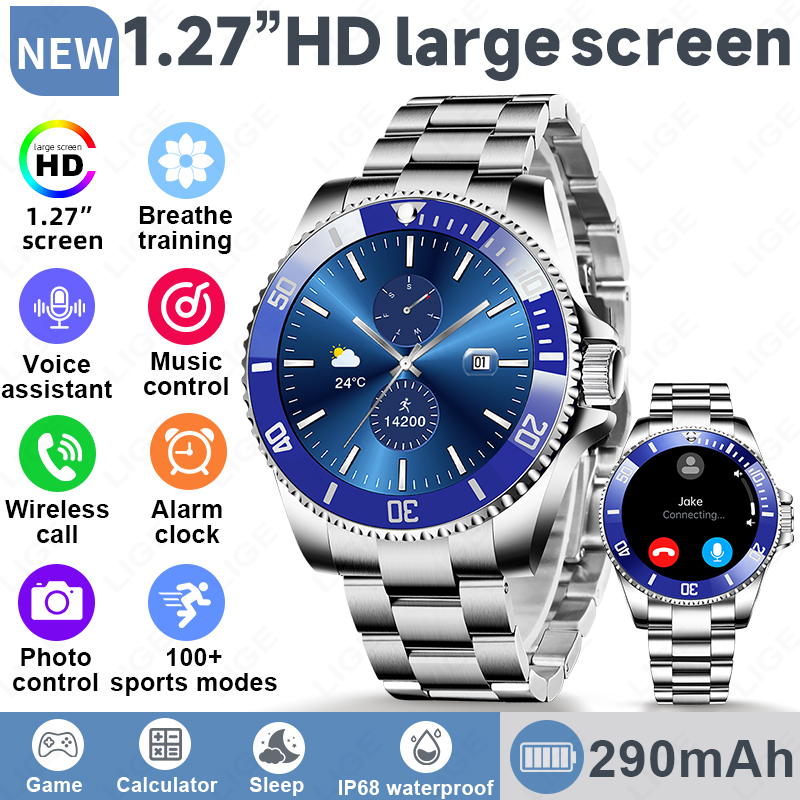 Korean Men Lifestyle - 2026年新型高級スマートウォッチ、ダイヤル付き、通話対応、男性用防水スポーツデジタルビジネススマートウォッチ、ギフト用スマートバンド
