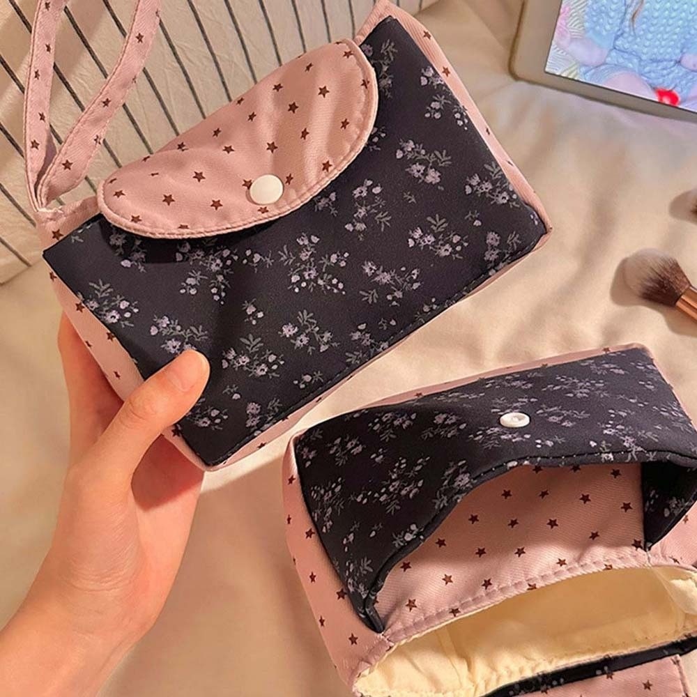 パープルプリント花柄メイクアップバッグスター水玉模様ソフトコ - Korean Lifestyle & Kids Boutique のレビューと価格