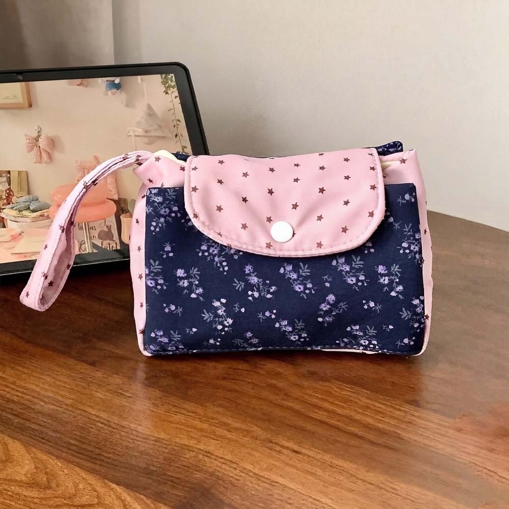 パープルプリント花柄メイクアップバッグスター水玉模様ソフトコ - Korean Lifestyle & Kids Boutique のレビューと価格