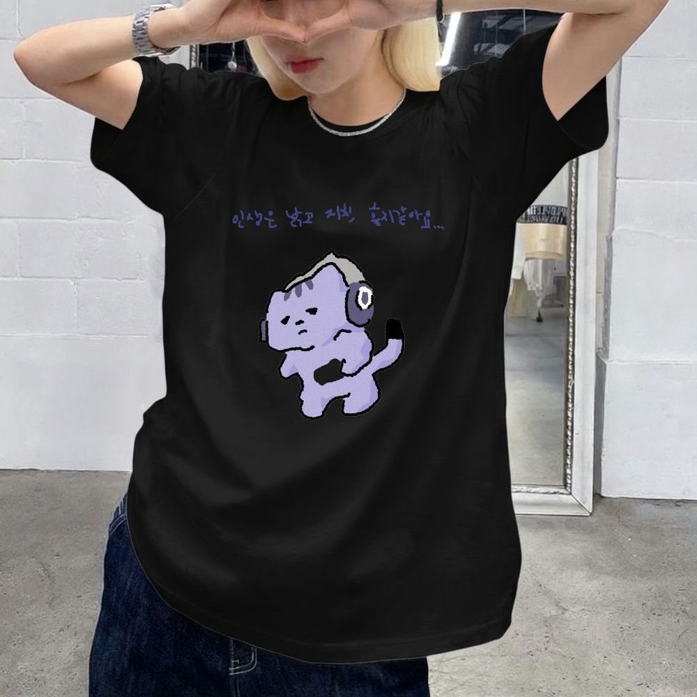 人生は私を守ってくれないかわいいテキストプリント Tシャツ紫 - Korean Lifestyle & Kids Boutique のレビューと価格